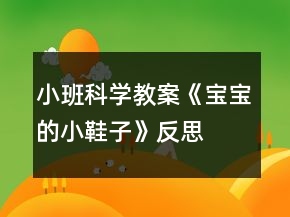 小班科學教案《寶寶的小鞋子》反思