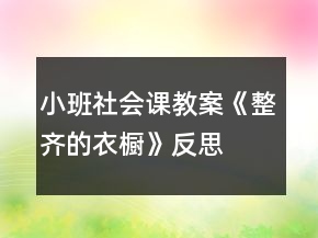 小班社會(huì)課教案《整齊的衣櫥》反思
