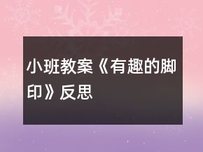 小班教案《有趣的腳印》反思