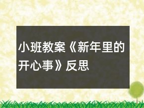 小班教案《新年里的開心事》反思