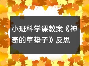 小班科學(xué)課教案《神奇的草墊子》反思