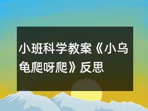 小班科學教案《小烏龜爬呀爬》反思