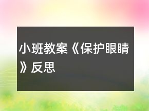 小班教案《保護眼睛》反思