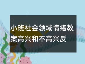 小班社會領(lǐng)域情緒教案：高興和不高興反思