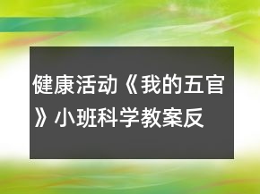 健康活動《我的五官》小班科學教案反思