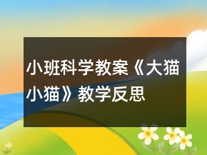 小班科學教案《大貓小貓》教學反思