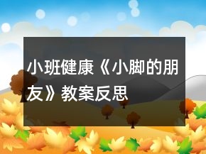 小班健康《小腳的朋友》教案反思