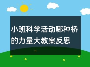 小班科學(xué)活動(dòng)：哪種橋的力量大教案反思