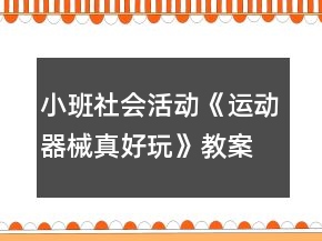 小班社會活動《運動器械真好玩》教案反思