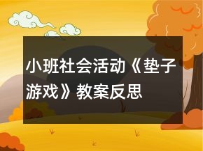 小班社會活動《墊子游戲》教案反思