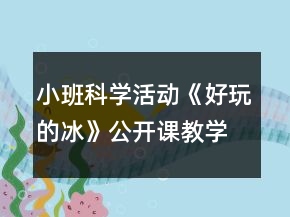 小班科學活動《好玩的冰》公開課教學設計反思