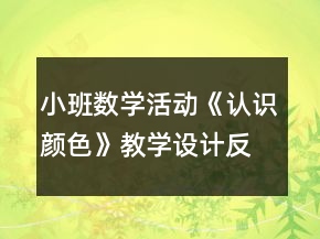 小班數(shù)學(xué)活動《認(rèn)識顏色》教學(xué)設(shè)計反思