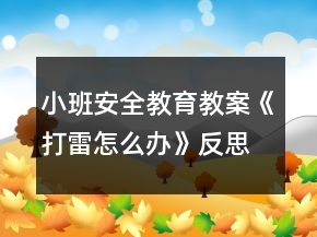 小班安全教育教案《打雷怎么辦》反思