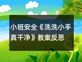 小班安全《洗洗小手真干凈》教案反思