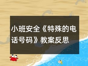 小班安全《特殊的電話號(hào)碼》教案反思