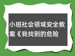 小班社會(huì)領(lǐng)域安全教案《我找到的危險(xiǎn)》反思