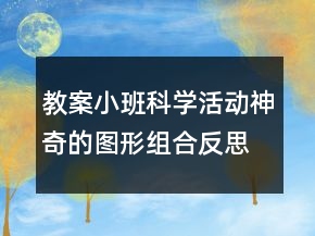 教案小班科學(xué)活動：神奇的圖形組合反思