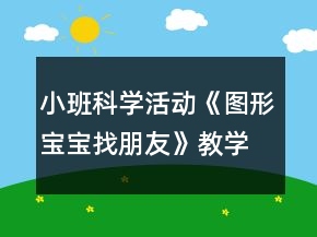 小班科學(xué)活動《圖形寶寶找朋友》教學(xué)設(shè)計反思
