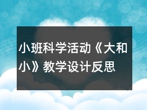 小班科學活動《大和小》教學設(shè)計反思