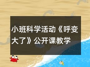 小班科學活動《呼變大了》公開課教學設計反思