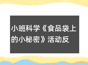 小班科學(xué)《食品袋上的小秘密》活動(dòng)反思
