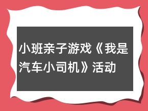 小班親子游戲《我是汽車小司機》活動反思