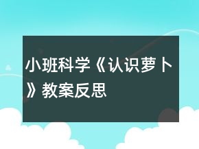 小班科學(xué)《認(rèn)識蘿卜》教案反思