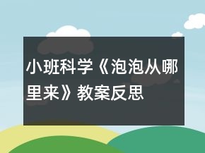 小班科學(xué)《泡泡從哪里來》教案反思