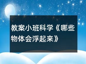 教案小班科學(xué)《哪些物體會浮起來》
