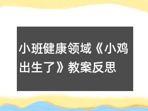 小班健康領(lǐng)域《小雞出生了》教案反思