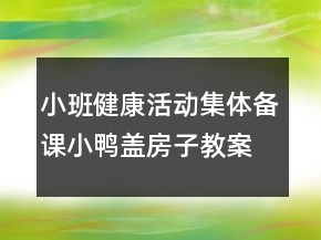 小班健康活動集體備課小鴨蓋房子教案及教學(xué)反思