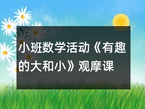 小班數(shù)學活動《有趣的大和小》觀摩課教案與教學反思