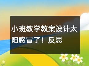 小班教學(xué)教案設(shè)計(jì)：太陽感冒了！反思