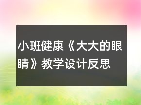 小班健康《大大的眼睛》教學設計反思