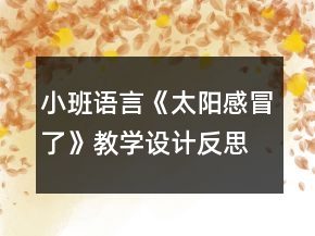 小班語言《太陽感冒了》教學(xué)設(shè)計(jì)反思