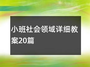 小班社會領(lǐng)域詳細教案20篇