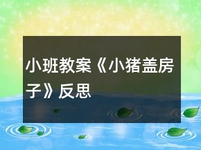 小班教案《小豬蓋房子》反思