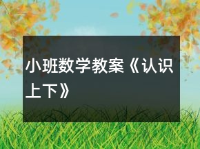 小班數(shù)學(xué)教案《認(rèn)識上下》