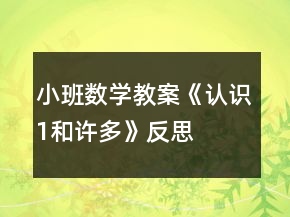 小班數(shù)學教案《認識1和許多》反思