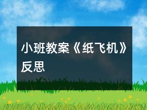 小班教案《紙飛機》反思