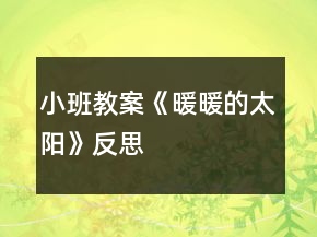 小班教案《暖暖的太陽》反思