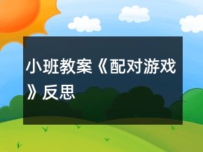 小班教案《配對(duì)游戲》反思