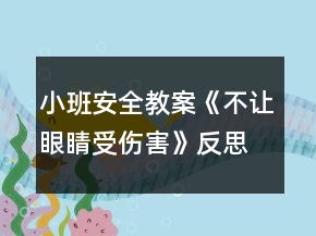 小班安全教案《不讓眼睛受傷害》反思