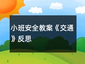 小班安全教案《交通》反思