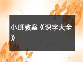 小班教案《識(shí)字大全》