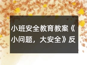小班安全教育教案《小問題，大安全》反思