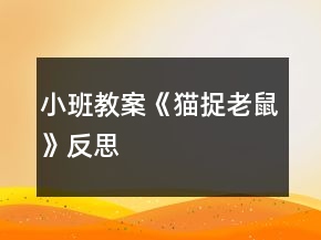 小班教案《貓捉老鼠》反思