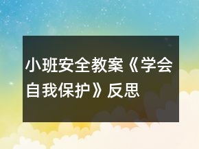 小班安全教案《學(xué)會(huì)自我保護(hù)》反思