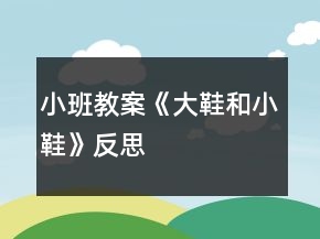小班教案《大鞋和小鞋》反思