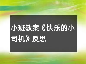 小班教案《快樂的小司機》反思